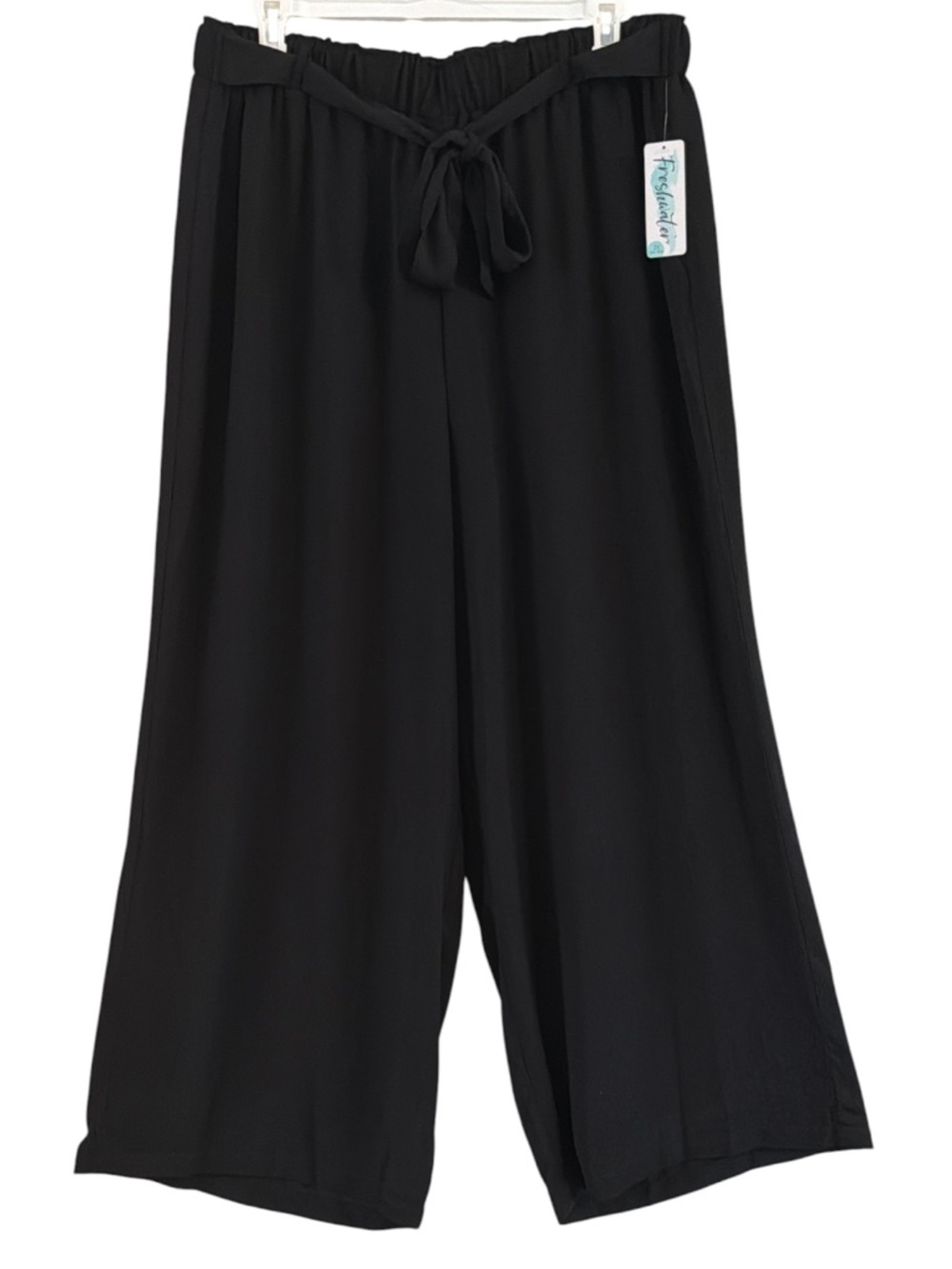 NWT Freshwater Black Wide Leg Palazzo Pants Crepe Tie Waist Plus Size 2X